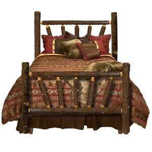 Log Bed | Starburst Log Bed Frame in Hickory Log Texture from Log Heads Home Center