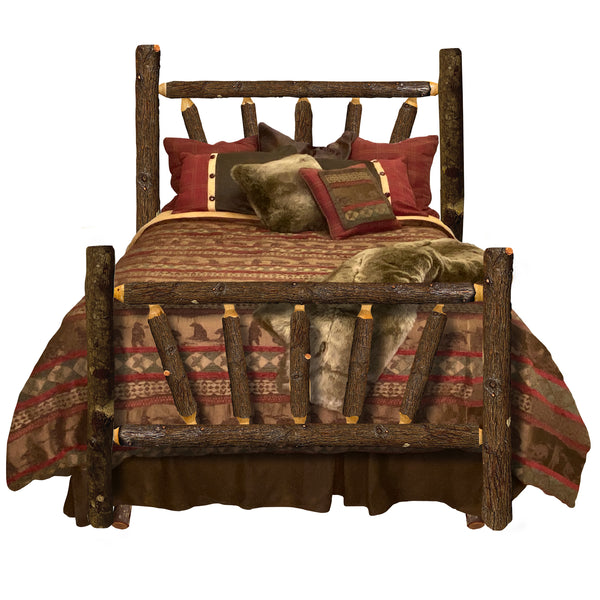 Log Bed | Starburst Log Bed Frame in Hickory Log Texture from Log Heads Home Center