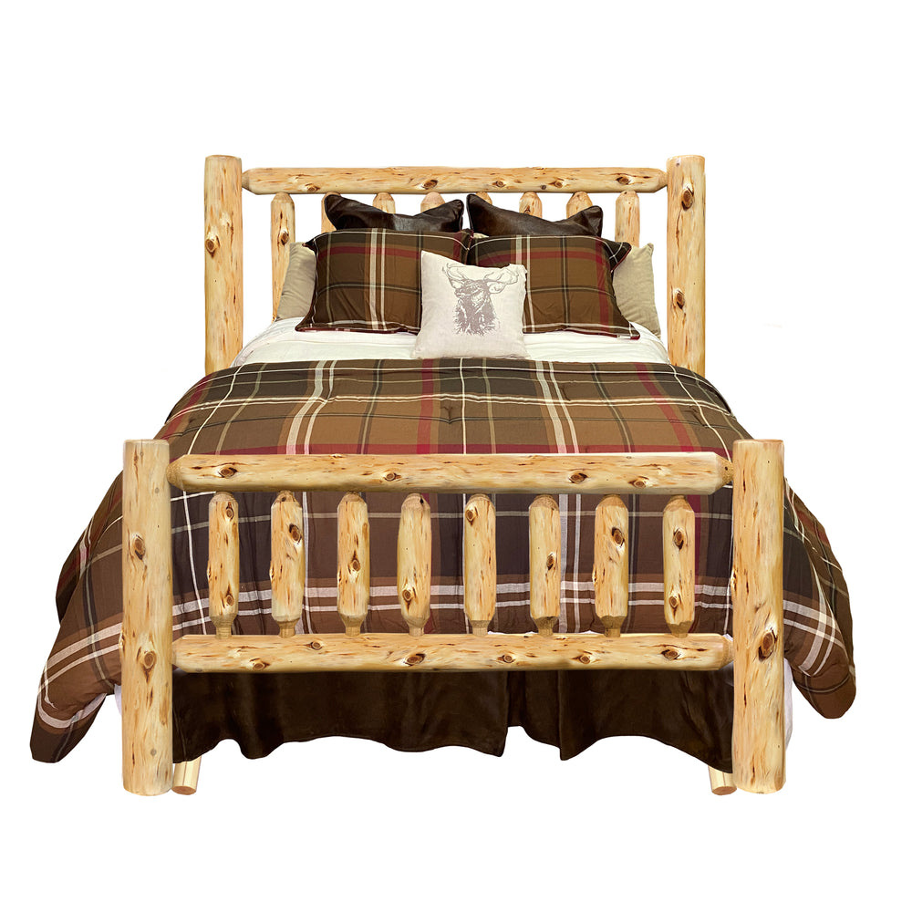 Log Bed | Timber Creek in Elk Ridge Log Texture from LogHeads Home Center Log Furniture Manufacturing Company in Lancaster, KY.