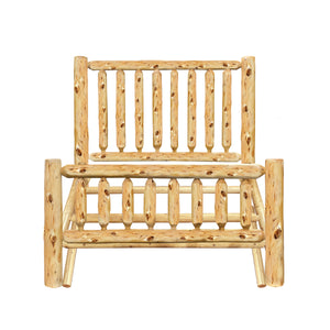 Log Bed | Timber Creek Log Bed Frame showing the full log frame, Elk Ridge Log Texture from LogHeads Home Center Log Furniture Manufacturing Company in Lancaster, KY.