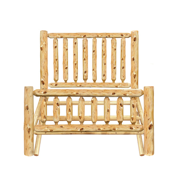 Log Bed | Timber Creek Log Bed Frame showing the full log frame, Elk Ridge Log Texture from LogHeads Home Center Log Furniture Manufacturing Company in Lancaster, KY.