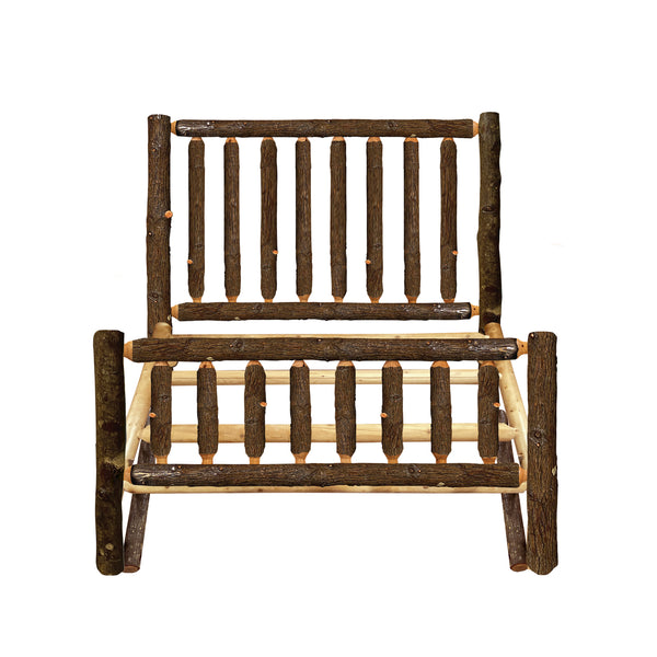 Log Bed | Timber Creek Log Bed Frame showing the full log frame, Hickory Log Texture from LogHeads Home Center Log Furniture Manufacturing Company in Lancaster, KY.