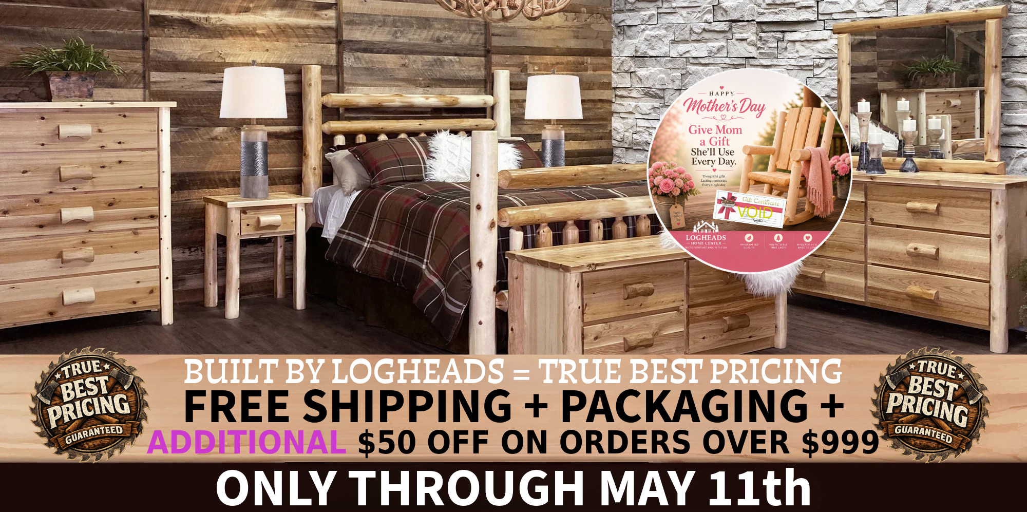 ​Log furniture I Rustic Furniture I Handmade in America I Log bedroom set
