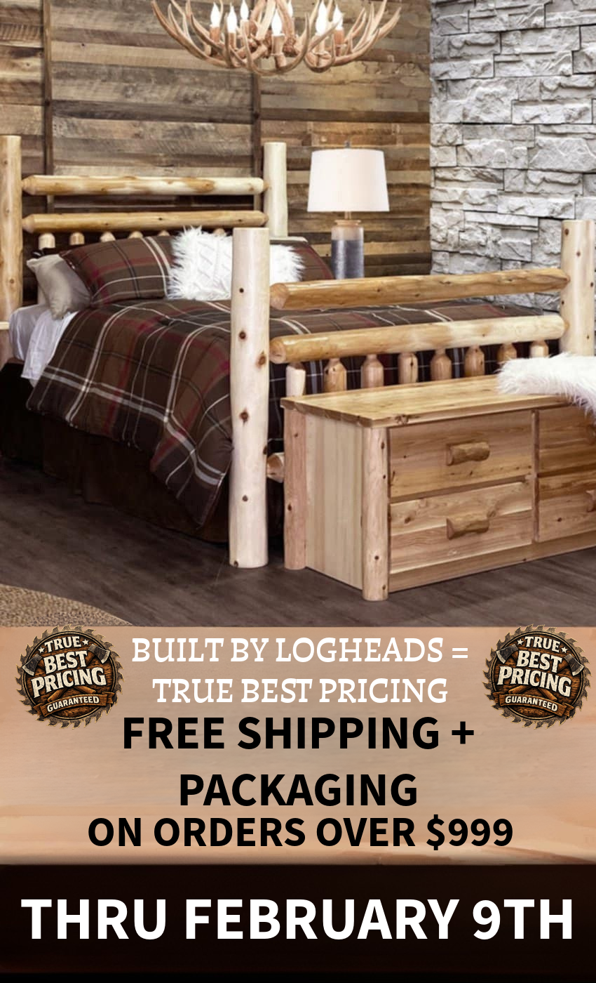 Log furniture I Rustic Furniture I Handmade in America I Log bedroom set