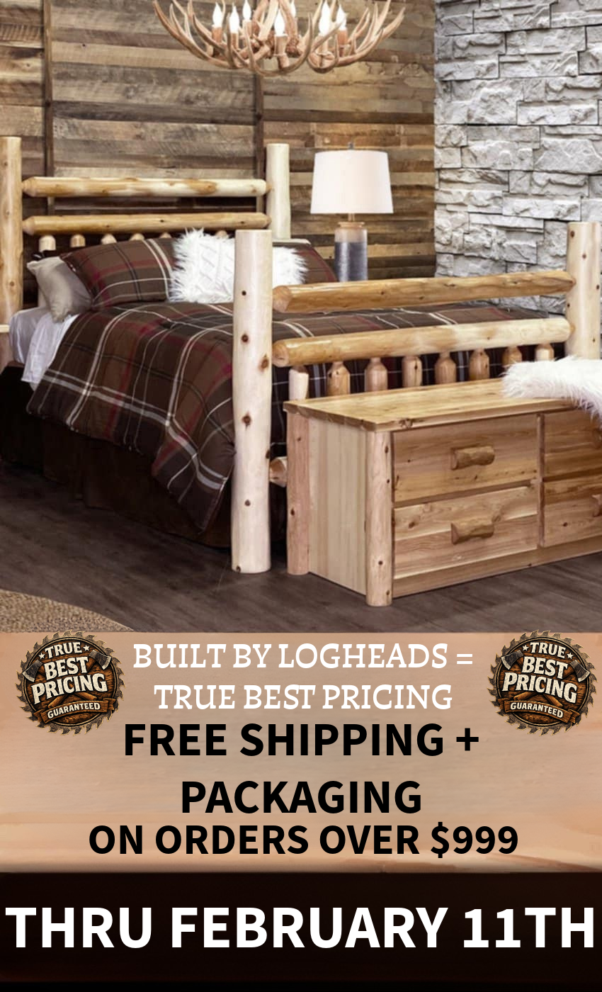 Log furniture I Rustic Furniture I Handmade in America I Log bedroom set