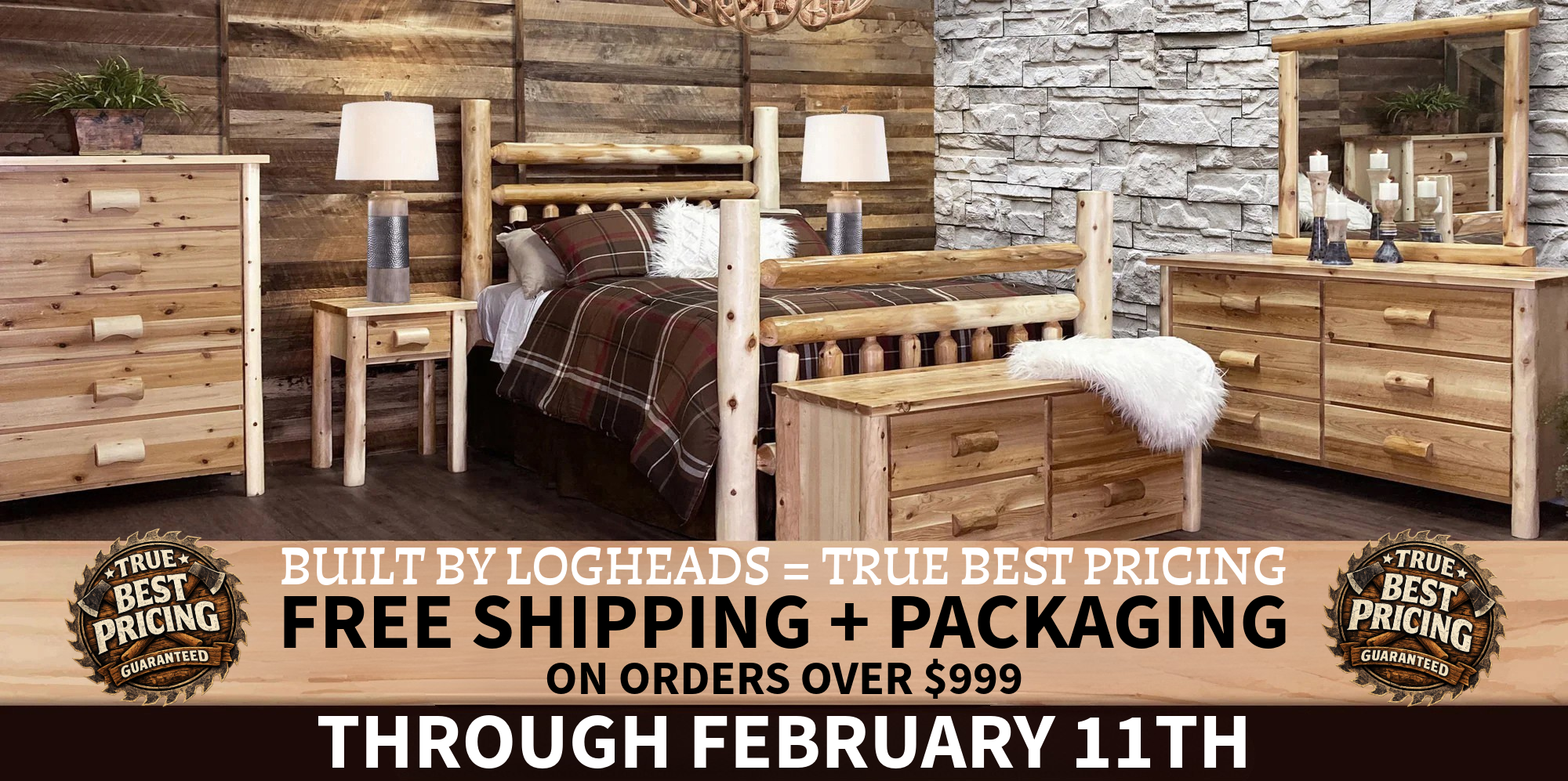 Log furniture I Rustic Furniture I Handmade in America I Log bedroom set