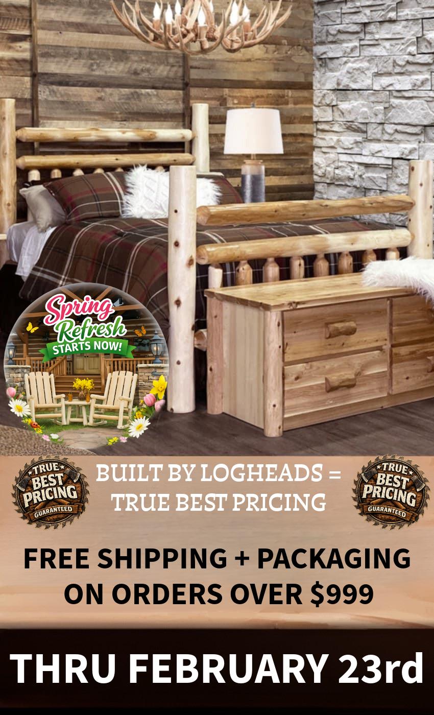 Log furniture I Rustic Furniture I Handmade in America I Log bedroom set