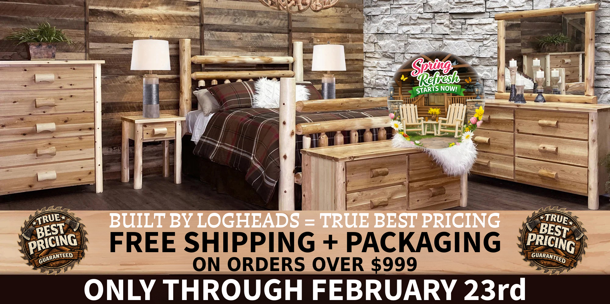 Log furniture I Rustic Furniture I Handmade in America I Log bedroom set