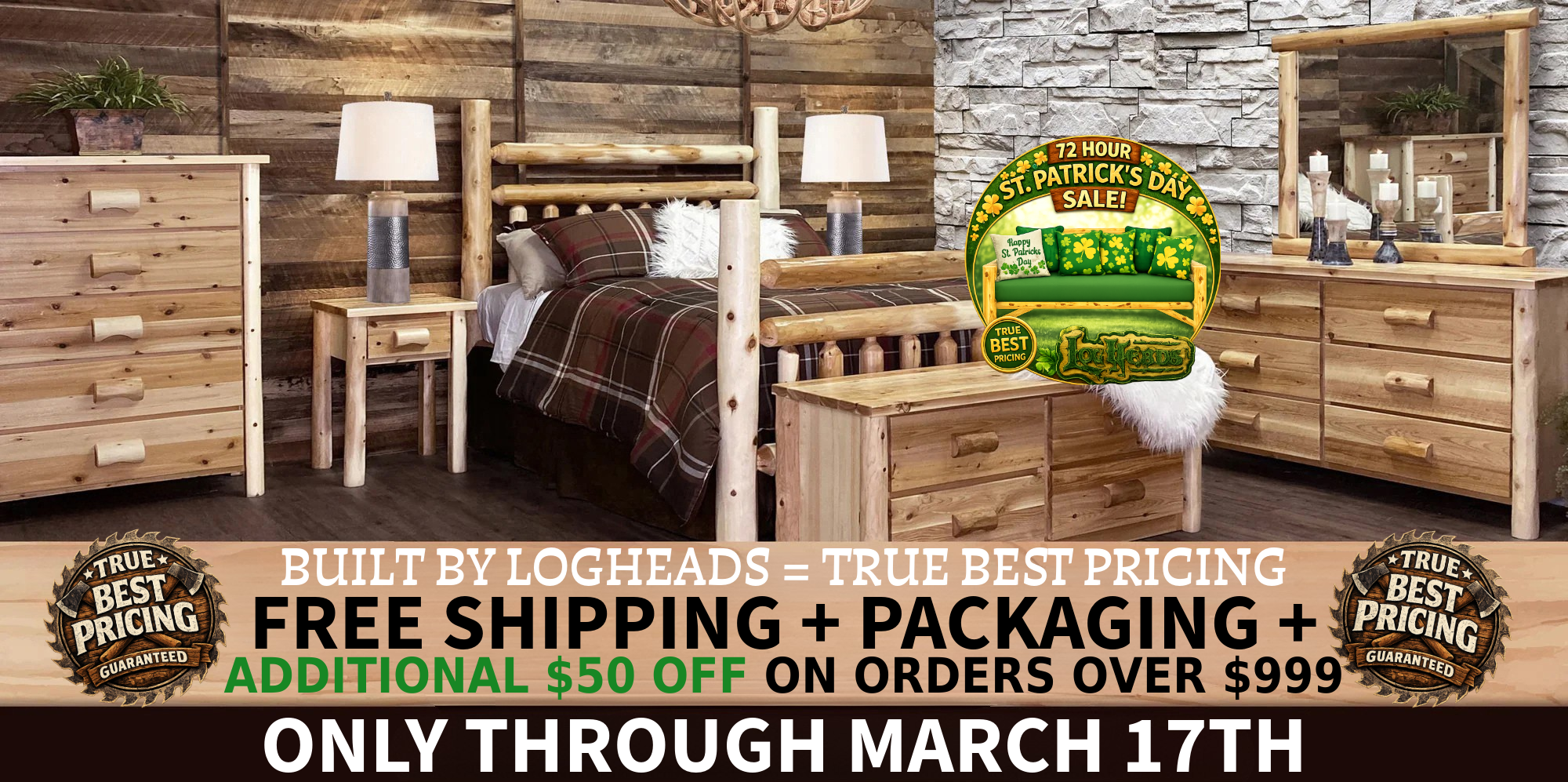 Log furniture I Rustic Furniture I Handmade in America I Log bedroom set