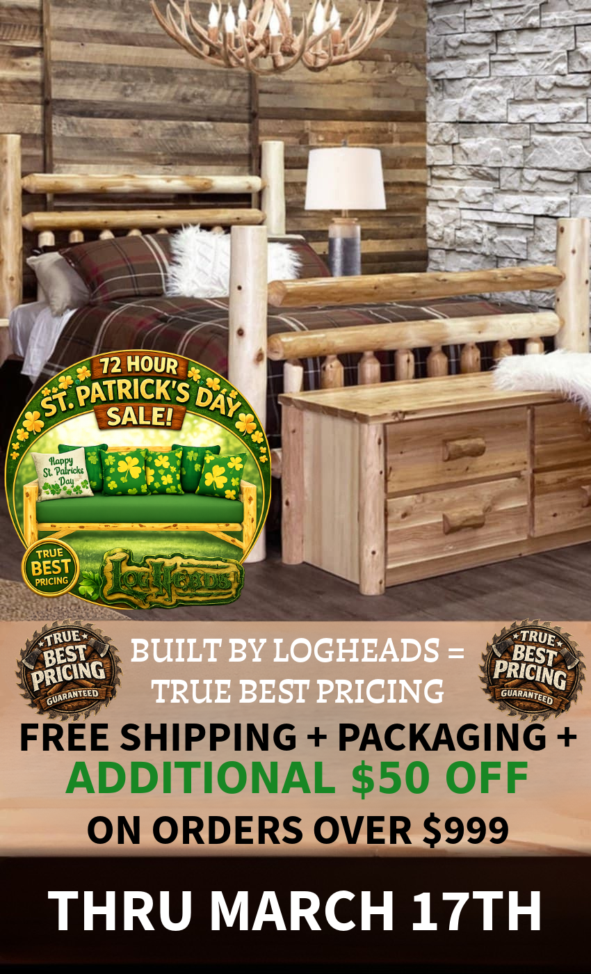 Log furniture I Rustic Furniture I Handmade in America I Log bedroom set