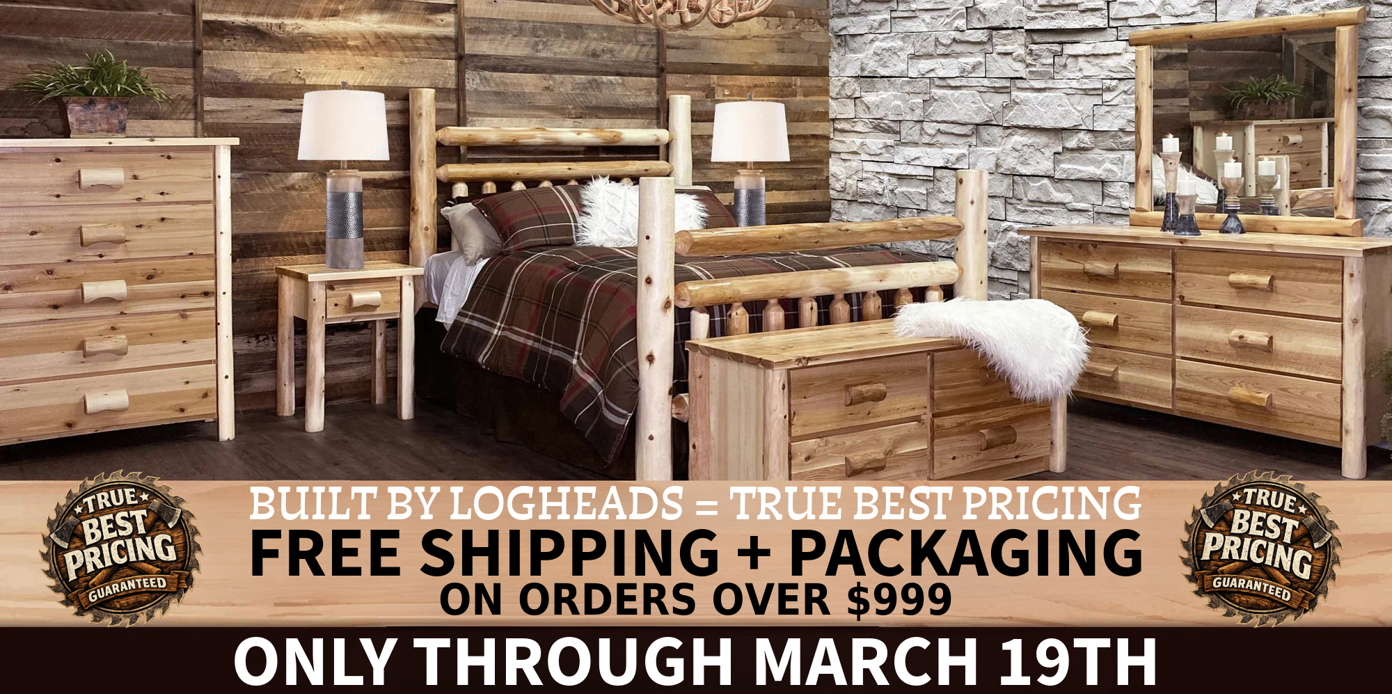 Log furniture I Rustic Furniture I Handmade in America I Log bedroom set