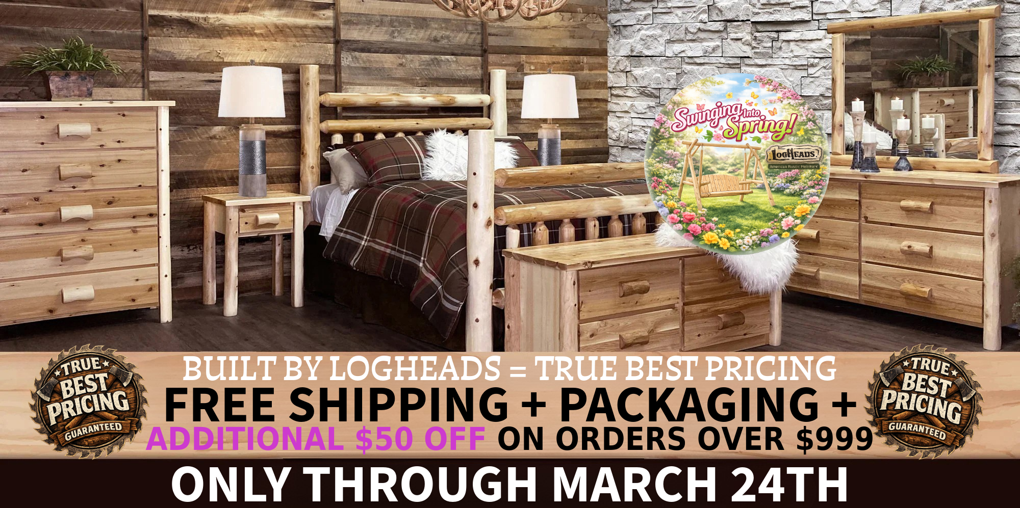 Log furniture I Rustic Furniture I Handmade in America I Log bedroom set