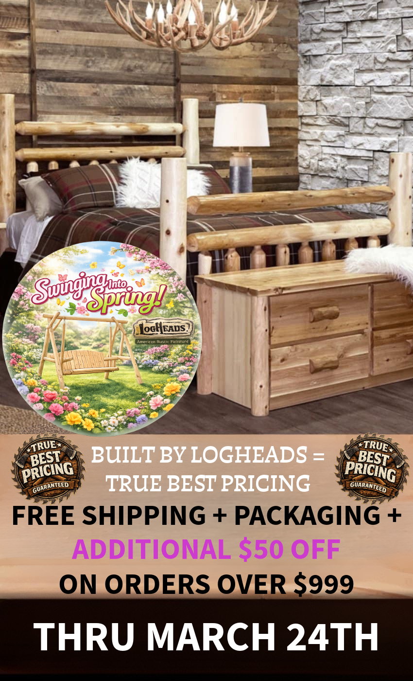 Log furniture I Rustic Furniture I Handmade in America I Log bedroom set