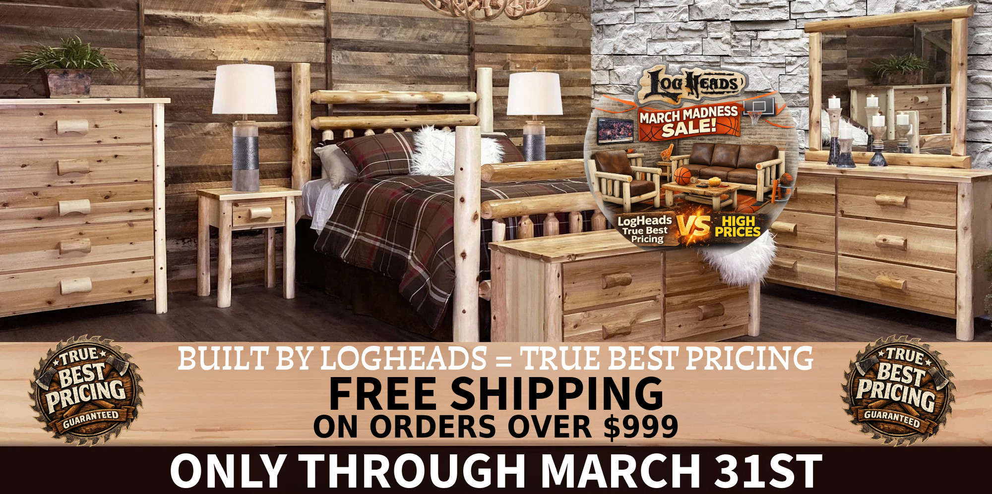 ​Log furniture I Rustic Furniture I Handmade in America I Log bedroom set

