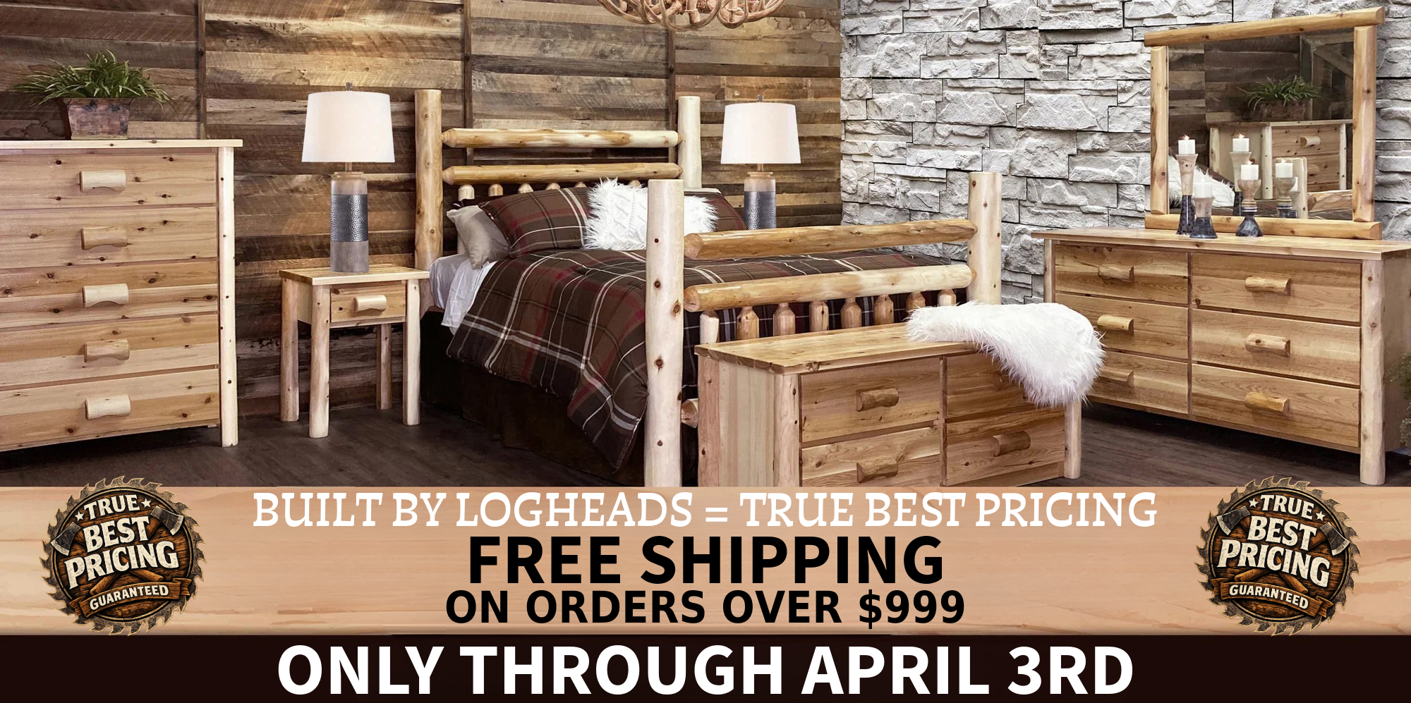 ​Log furniture I Rustic Furniture I Handmade in America I Log bedroom set

