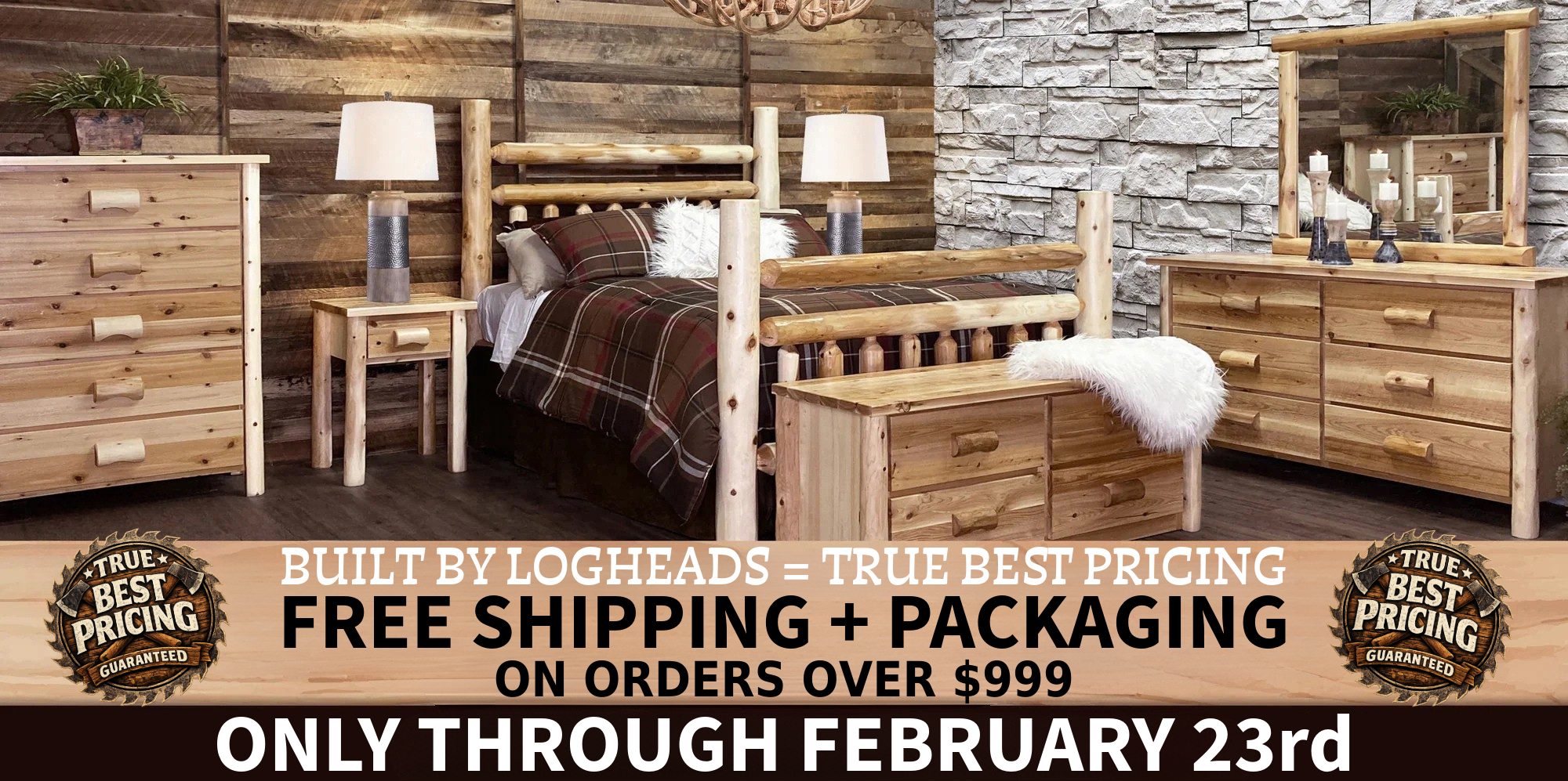 Log furniture I Rustic Furniture I Handmade in America I Log bedroom set