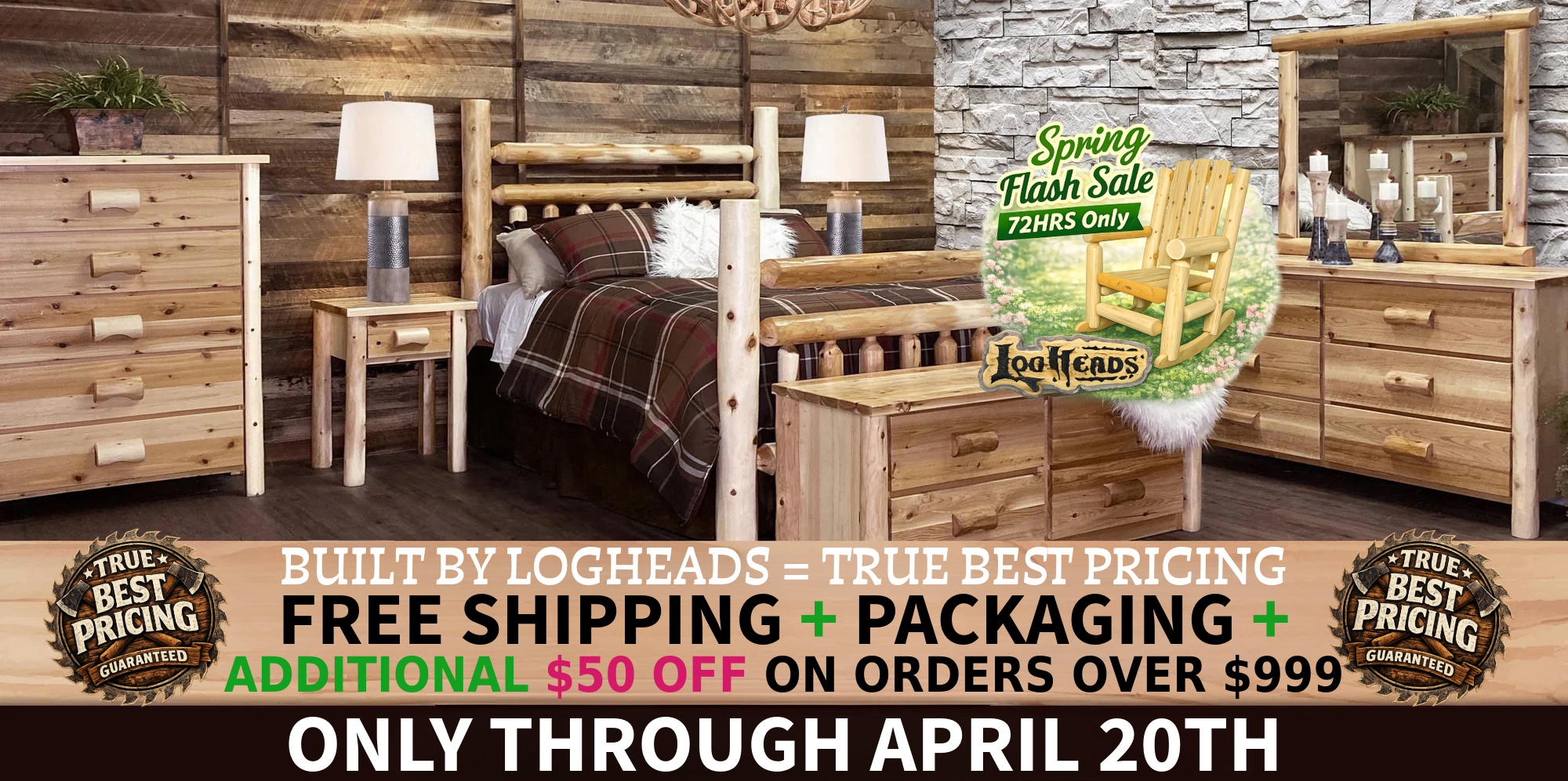 ​Log furniture I Rustic Furniture I Handmade in America I Log bedroom set