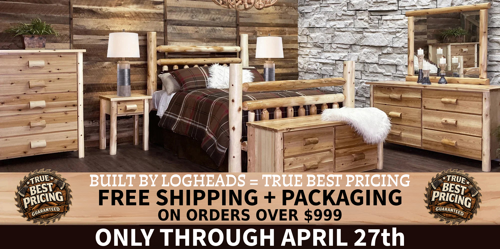 ​Log furniture I Rustic Furniture I Handmade in America I Log bedroom set