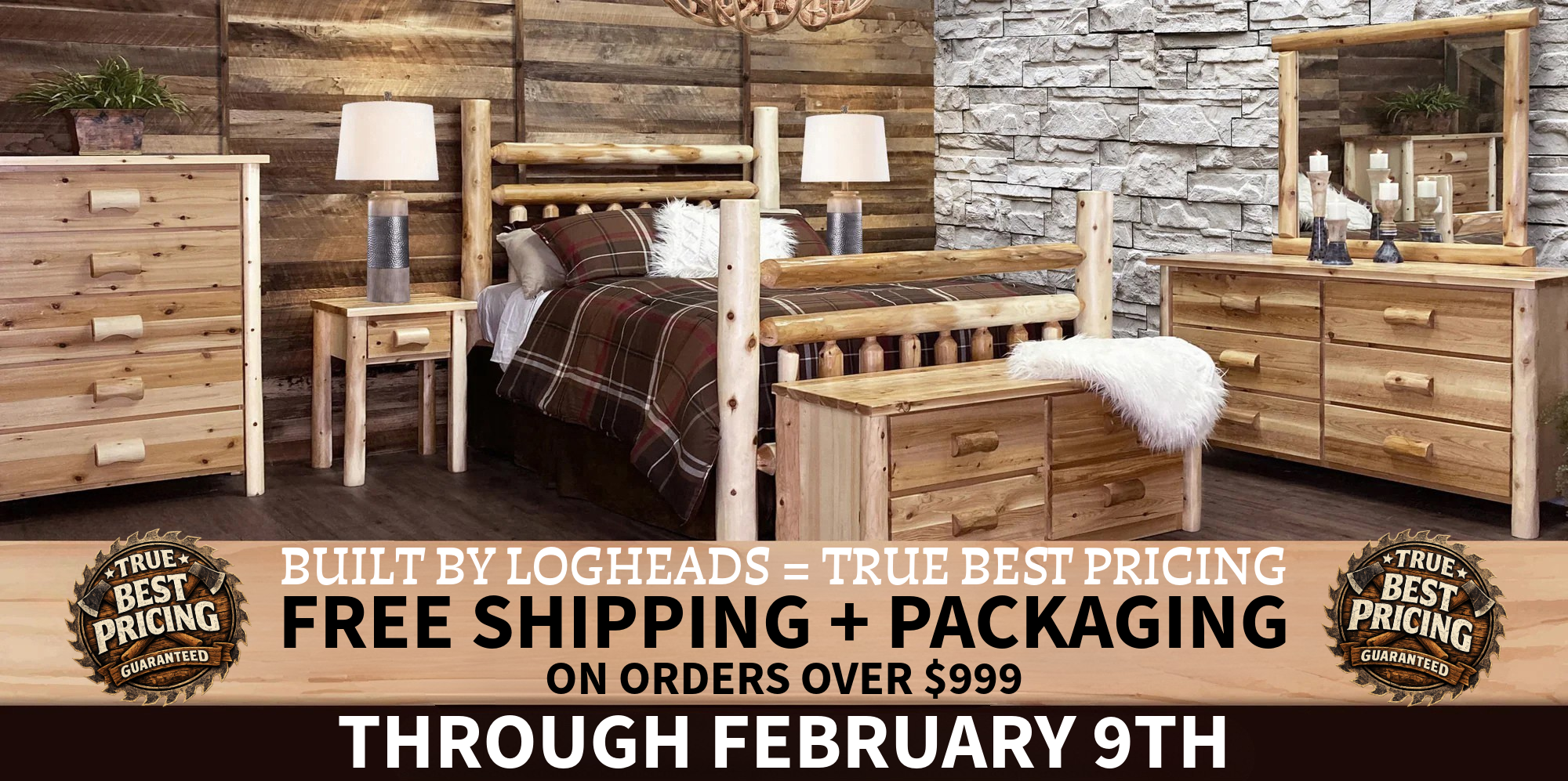 Log furniture I Rustic Furniture I Handmade in America I Log bedroom set