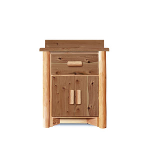 24 inch Rustic Bathroom Vanity with dark stain.