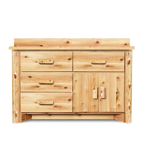 Rustic bathroom vanity with clear stain