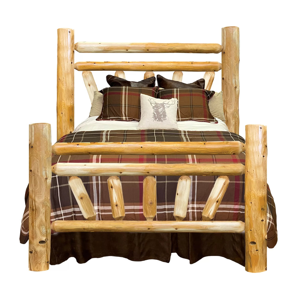 Yukon Starburst Lodge Bed in Hand Hewn Log Texture from LogHeads Home Center
