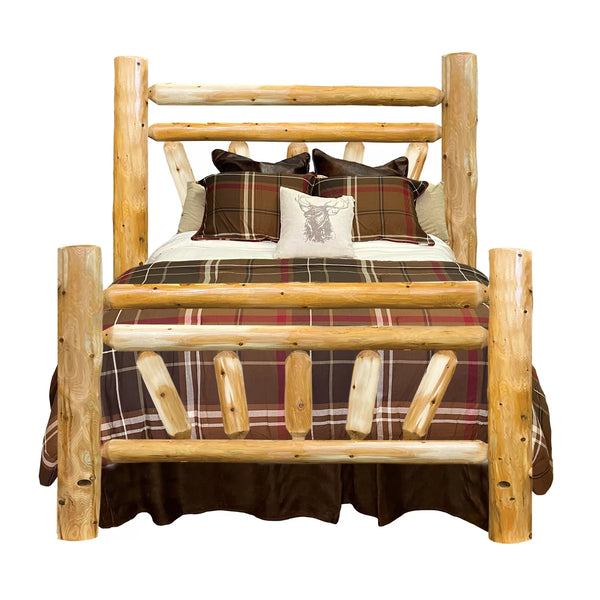 Yukon Starburst Lodge Bed in Hand Hewn Log Texture from LogHeads Home Center