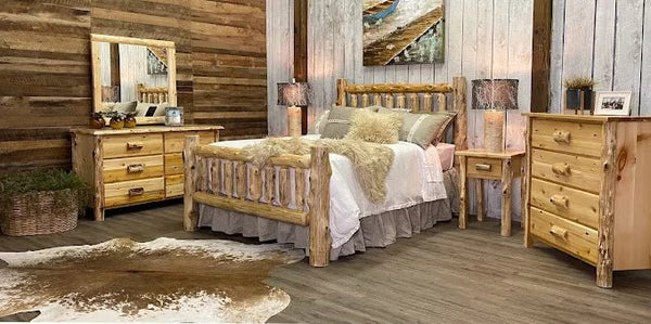 Unique Log Bed | Lodge Log Bed in Elk Ridge Log Texture from LogHeads Home Center log