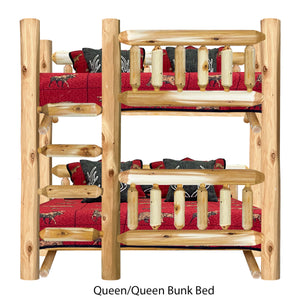 Rustic Bunk Bed Queen/Queen with Ladder
