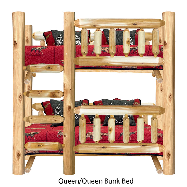 Rustic Bunk Bed Queen/Queen with Ladder