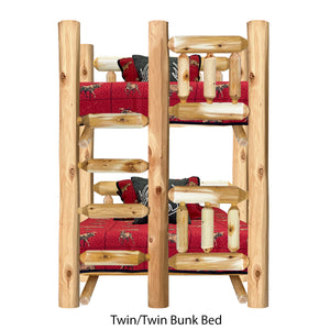 Log Bunk Bed | Rustic Bunk Bed with Ladder - LogHeads Home Center