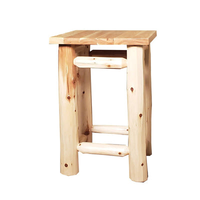 Log Nightstand- Clear Creek Nightstand Hand Hewn Log Texture with Clear Finish from LogHeads Home Center Log Furniture Manufacturing Company in Lancaster, KY