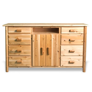 Rustic Entertainment Dresser & TV Stand in smooth Cedar Log Texture
