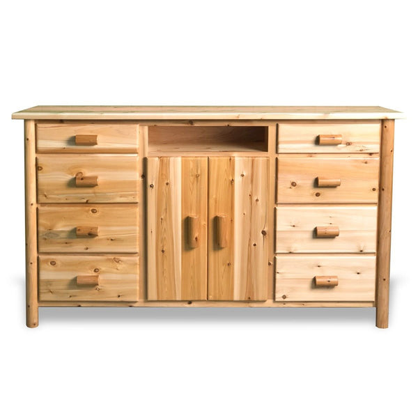 Rustic Entertainment Dresser & TV Stand in smooth Cedar Log Texture