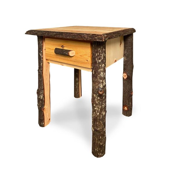 Hickory 1 Drawer Log Nightstand | 20" Wide