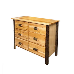 Log Dresser | Small 6 Drawer Cedar Dresser in Hickory Log Texture from LogHeads Home Center Log Furniture Manufacturing Company