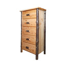 Cedar Chest | Small 5 Drawer Rustic Chest in Hickory Log Texture from LogHeads Home Center Log Furniture Manufacturing Company