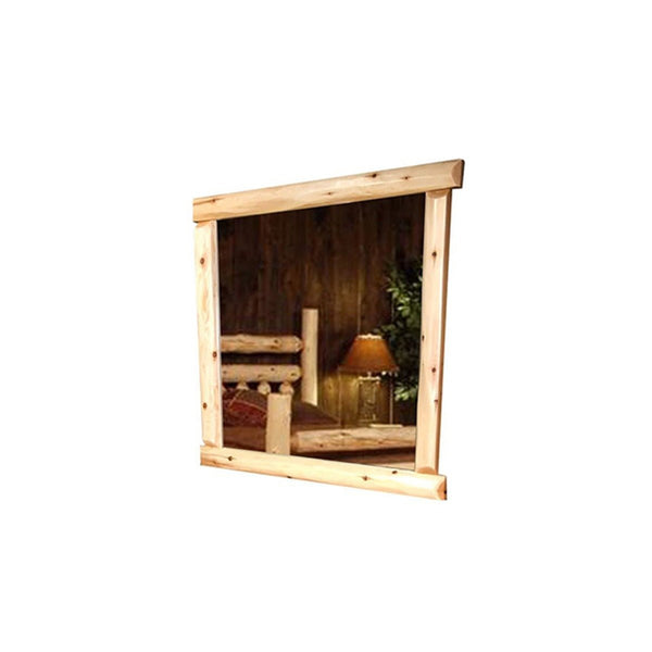 Rustic Bedroom Mirror that fits with Log Dresser | Medium 6 Drawer Cedar Dresser