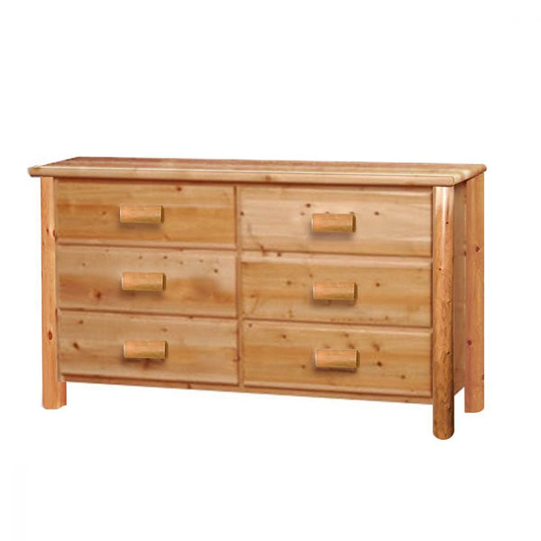 Log Dresser | Large 6 Drawer Cedar Dresser in Cabin Smooth Log Texture from LogHeads