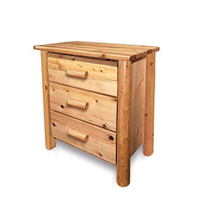 Cedar Chest | Small 3 Drawer Rustic Chest in Cabin Smooth Log Texture from LogHeads Home Center Log Furniture Manufacturing Company