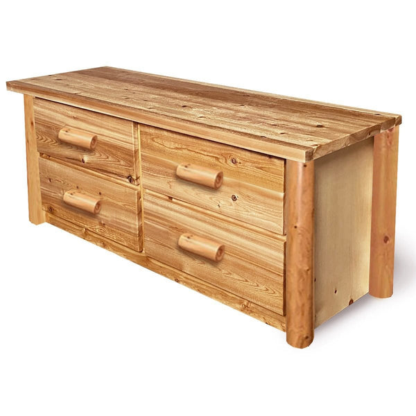 Cedar Chest | 4 Drawer Queen Rustic Chest in Cabin Smooth Log Texture from LogHeads Home Center Log Furniture Manufacturing Company
