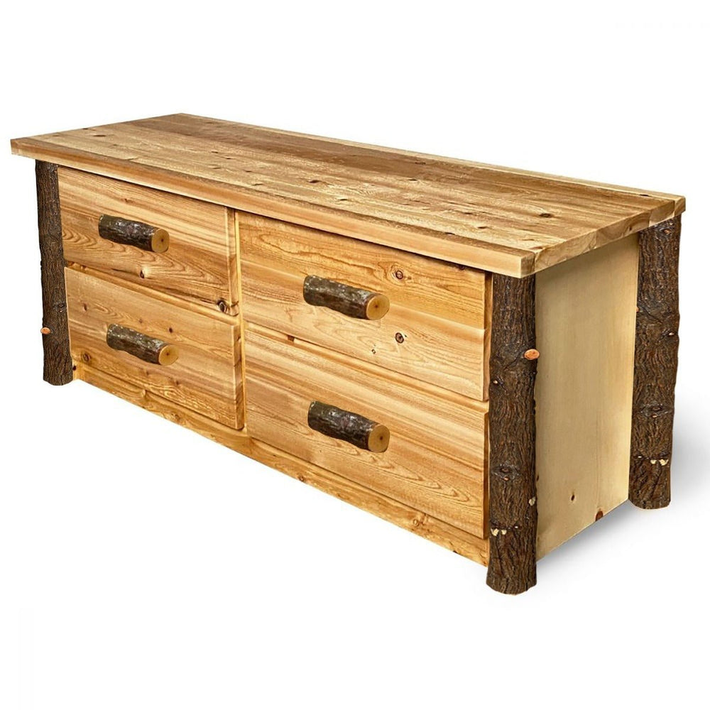 Cedar Chest | 4 Drawer Queen Rustic Chest in Hickory Log Texture from LogHeads Home Center Log Furniture Manufacturing Company
