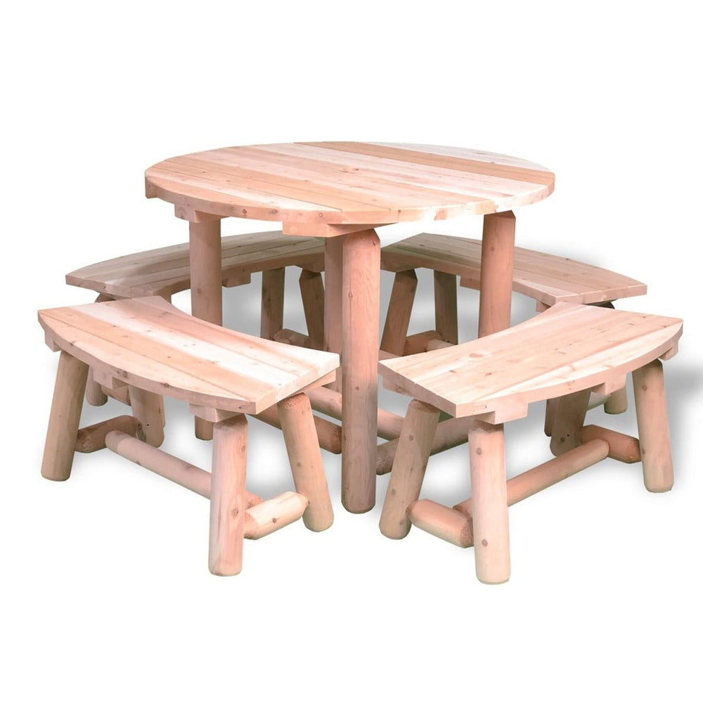 Outdoor Round Table with 3' Curved Benches