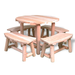 Outdoor Round Table with 3' Curved Benches