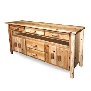 5 Drawer Entertainment Center with Clear Finish