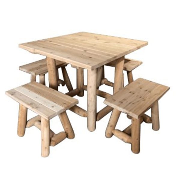 Outdoor Square Table Set w/4 Benches