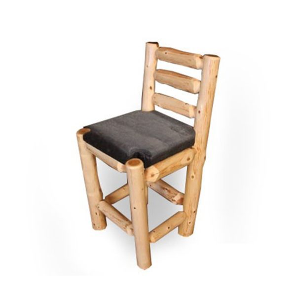 Ladder Back Bar Chair Upholstered Seat with Clear Finish